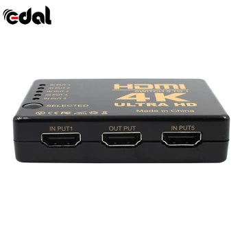 HDMI Switch 5 intrare-1 ieșire 3D 5 Port 4K HDMI Switcher Selector Splitter cu HUB-ul de la Distanță IR pentru HDTV, DVD Fierbinte produse cu preț Redus