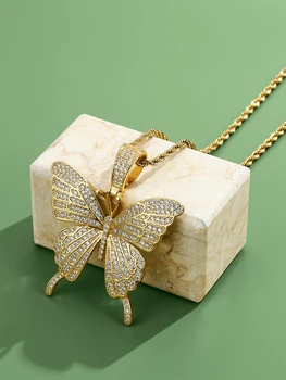 IANLIS Stil Romantic Colier Pentru Femei Inlay Cubic Zirconia de Aur Fluture Elegent Pandantiv Colier Prietena Cadou Bijuterii
