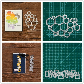 InLoveArts Geometria Grila Net Tăiere De Metal Moare Card Maker Stencil Dreptunghi Scrapbooking Album Foto Carte De Hârtie Relief Ambarcațiuni