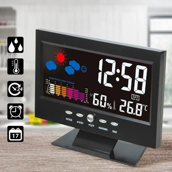 Interior Termometru Higrometru de Alarmă LCD Ceas Digital, Calendar, Stație Meteo de Birou Ceasuri de Temperatura Metru Barometru