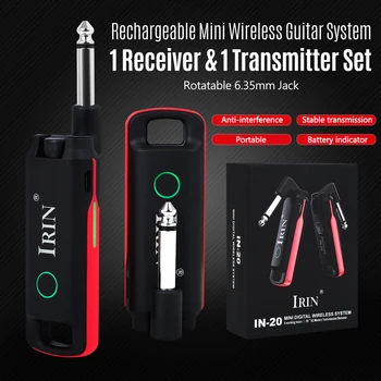 IRIN Mini UHF Wireless Sistem de Chitară Reîncărcabilă, 1 Receptor, 1 Transmițător Set Rotativ 6,35 mm Jack chitara electrica accesorii