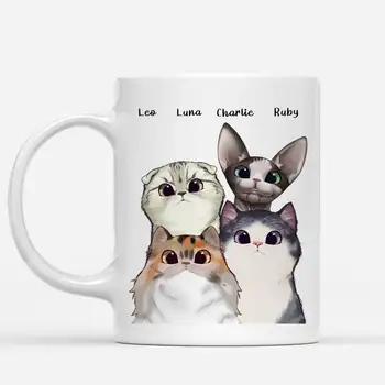 Iubitorii de pisici Personalizate Cana Fată și Pisici Curios Cat Cesti de Cafea Cadou pentru Familie DIY 11/15 Oz RR2030