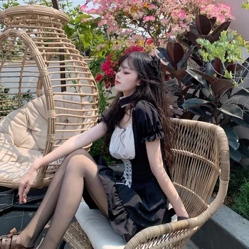 Japoneze Moale Sora Drăguț Lolita Rochie Femei Victorian Gotic Manșon De Puf Subțire Rochie De Petrecere Retro Întuneric Fete Bandaj Menajera Rochii