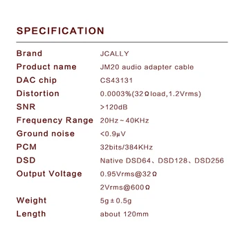 JCALLY JM20 de Înaltă Performanță CS43131 DAC decodor amplificator de Tip C-3.5 mm Adaptor de Argint Pur Cablu pentru Android, Windows, MacOS