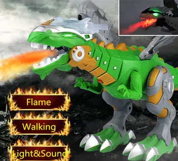 Jurassic Electric Dinozauri Jucarii Model de Mers pe jos de Simulare de Pulverizare cu flacără Dinozaur Robot Cu Sunet de Lumină Swing modelul Dinozaur jucărie