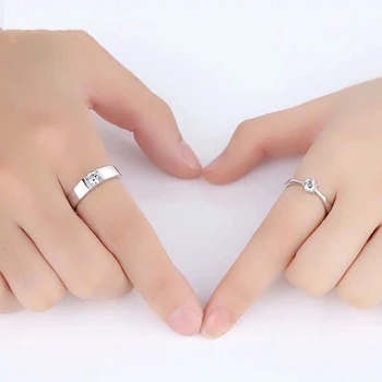 KSRA Moda coreeană Cubic Zirconia Cupru Cuplu Deschis Inel Simplu Femei Bărbați Iubitori de Nunta Inele de Logodna Bijuterii Cadouri