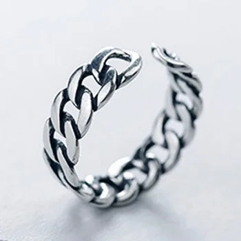 La modă Lanț de Deschidere Inel de Personalitate de Argint de Culoare Hollow Lanț Deget Inelul de Metal Textura Declarație Inel Unisex Bijuterii Cadou