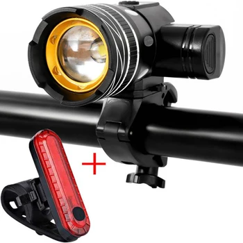 LED Biciclete Lumina Set T6 USB Baterie Reîncărcabilă Zoom Reglabil Bicicleta Fata Far Bicicleta Lampa cu Far rezistent la apa