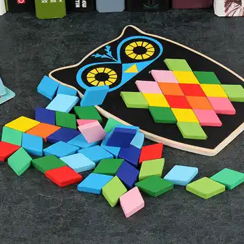 Lemn Diamond Puzzle Jigsaw Culoare Cunoaștere IQ-ul Joc Teaser Creier Jucarii Educative Pentru Copii