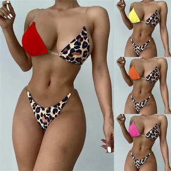 Leopard Micro Bikini Femeie 2021 Costume De Baie Cu Talie Înaltă Tanga Push-Up Haine Sexy Două Piese De Costume De Baie