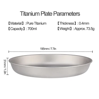 Lixada Placă de Titan 700 ml /500 ml/350ml/200ml Placă de Titan Ultralight Cina Platou cu Fructe Tigaie pentru Camping în aer liber
