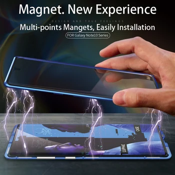 Luphie 360 Full Magnetice Caz Pentru Samsung Nota 10 Plus Față De Sticla Din Spate Caz Pentru Samsung Galaxy Nota 10+ Magnet Cazuri