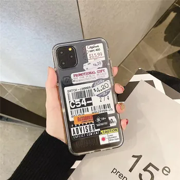 Lux color 3D timbru clar eticheta de coduri de bare amuzant silicon Telefon Caz Pentru iPhone 7 8 plus 11 Pro X XS MAX 12 stradă de moda acoperă
