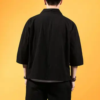 M-5XL Plus Dimensiune Bărbați Stil Chinezesc Tricou de Culoare Solidă Retro Hanfu Jumătate Maneca din Dantela Eleganta Până În 2021 Epocă Guler Barbati Tricouri