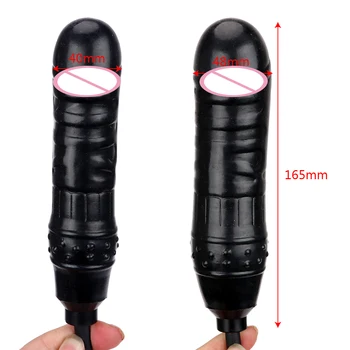 Mare Penis artificial cu Pompa Gonflabila Penis artificial Jucarii Sexuale pentru Femei Penis Fals Masturbarea femeilor Butt Plug Anal Plug Negru Mare