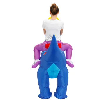 Mascota Gonflabile Dinozaur Costume Imprimate cu Albastru de Halloween Cosplay Costum de T-rex Petrecere de Lux Disfraz pentru Adulți