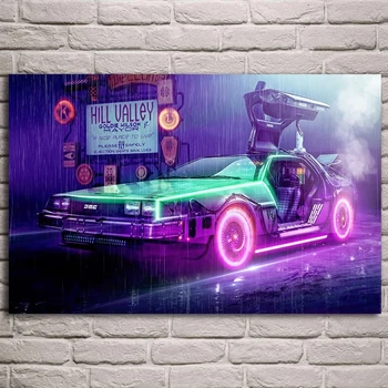 Masina DeLorean DMC Inapoi in Viitor Film Poster Motivational Poster de Arta de Perete Panza Pictura pentru Camera Decor Acasă Neînrămate