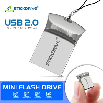 Metal Mini stick 8GB 16GB 32GB USB flash Drive USB 2.0 pen drive 64GB, 128GB Flash Memory Stick cu cheie inel U disc