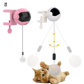 MEWOOFUN Electric Pisică Jucărie Amuzant Pisica Teaser Mingea Jucărie Automat de Ridicare de Primăvară Rod Yo-Yo Ridicare Minge Inteligente Interactive Jucarii pentru animale de Companie