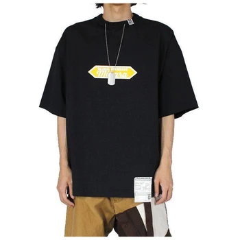 MIHARA YASUHIRO stil Japonez stil de stradă cu mânecă scurtă pentru bărbați colier imprimat bumbac jumătate cu mâneci sus T-shirt