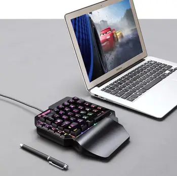 Mini Tastatura de Gaming Mobil, Tableta cu O singură mână cu Fir de Joc Tastatura pentru LOL PUBG CF Joc plin de culoare de Fundal Tastatura Gamer