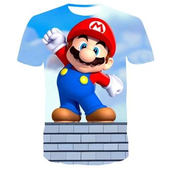 Moda de vara noi bărbați și femei, copii, dragoste super T-shirt anime Super Mario 3D de imprimare casual cu mâneci scurte respirabil