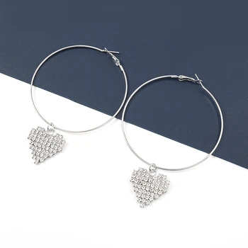 Moda inel de metal stras inima cercei în formă de femei populare creative legăna cercei bijuterii accesorii petrecere