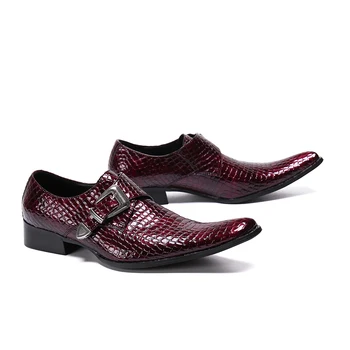 Model sarpe Oameni de Partid Pantofi din piele naturală italiană Manual de Afaceri Pantofi Oxford Rosii Catarama Călugăr Curea Barbati Pantofi de Nunta