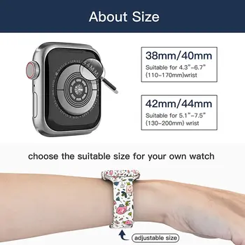Modelul Floral Imprimat Caz+Curea Pentru Apple Watch Band 38mm 42mm 40mm 44mm cu Geam Pentru iWatch Serie SE 6 5 4 3 2 1