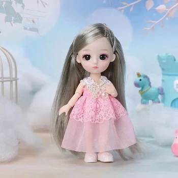 Noi 16cm13 Mobile Articulate BJD Păpuși Fata Drăguț Papusa Baby Girl Dress Up cu Moda rochie de Casă de Joacă pentru Copii Jucării pentru Fete Cadou