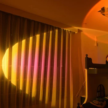 NOUL Curcubeu Apus de soare Roșu Proiector Led Noapte Lumina Soarelui de Proiecție Lampa de Birou pentru Dormitor Bar Magazin de Cafea Decor de Perete de Iluminat