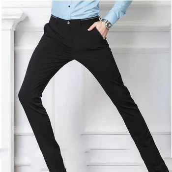 Noul Mare Întindere Bărbați Pantaloni Casual Bleumarin Drept de Afaceri Pantaloni Cu Buzunare Plus Dimensiune 40 pantalones hombre de Înaltă Calitate