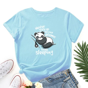 Nu renunta niciodata la Visele Tale Panda Animal Graphic Tee Camasa pentru Femei de Vară Drăguț Urs Panda T-Shirt din Bumbac cu Maneci Scurte Topuri