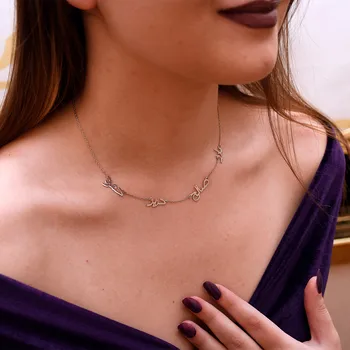 Nume personalizat Colier Personalizate din Oțel Inoxidabil mai Multe Nume de Aur Cravată arabă Plăci indicatoare Pandantiv Colier Pentru Femei Cadouri