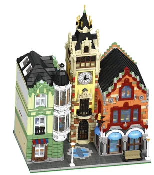Orașul Streetview Seria Turnul cu Ceas Pătrat Casa Europeană de Jazz Cafe MOC-32576 Cărămizi Model de Blocuri de Constructii pentru Copii Jucării DIY Cadouri