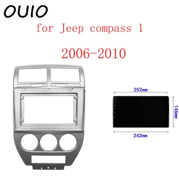 OUIO 10.1 inch tabloul de bord masina Din Dublu DVD rama decor kit de bord panoul de potrivit pentru Jeep compass 1 2006-2010 cadru