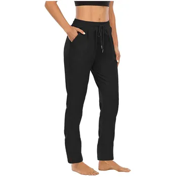 Pantaloni de Yoga pentru Femei Pure Color de Înaltă Talie Dantela de Buzunar Sport Fitness Yoga Pantaloni Largi Picior Exercițiu Jambiere Pantaloni Activewear