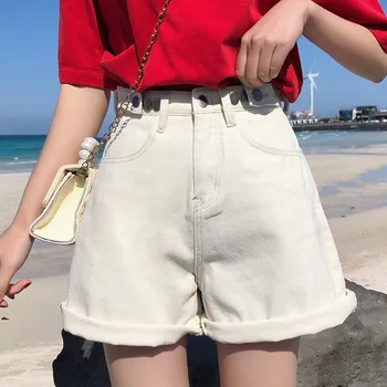Pantaloni Scurți Femei Vintage Denim Liber Doamnă Birou De Agrement De Vară Butonul Zbura Streetwear Buzunare Elegante Coreea Style Moda Harajuku