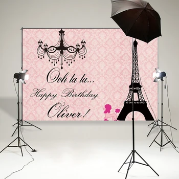 Parizian Paris petrecerea tematica fundal Turnul Eiffel damasc roz fundal, banner, poster coustom bomboane desert tabel
