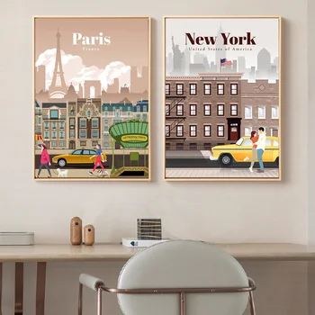 Peisaj Panza Tablouri De Arta Londra, New York, Paris, Spania De Călătorie De Epocă Orașe Poster Print De Arta De Perete Poza Decor Acasă
