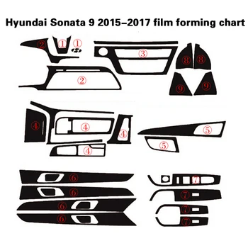 Pentru Hyundai sonata 9-2017 Interior Panou de Control Central Mânerul Ușii 3 Fibra de Carbon Autocolante, Decalcomanii Auto styling Dotari
