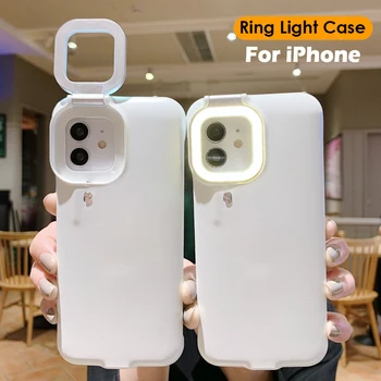 Pentru iPhone 12 Pro Max Umple de Lumină Caz 11 Pro Max Selfie Inel de Lumină Acoperă Pentru iPhone X XS XR 12 Pro 6S 7 8 Plus Flash Acoperi Caz