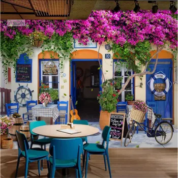 Personalizat murale 3d tapet Mediteraneene Rose Cafe Restaurant Fotografie Tapet cafe restaurant florale gazete de perete decor acasă