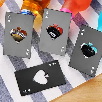 Personalizate Negru Carte De Poker Din Oțel Inoxidabil Bere Suc Deschizator De Sticle De Vin De Sodiu Pahar Cu Capac De Sticla Deschizator Portabil Bara De Instrumente