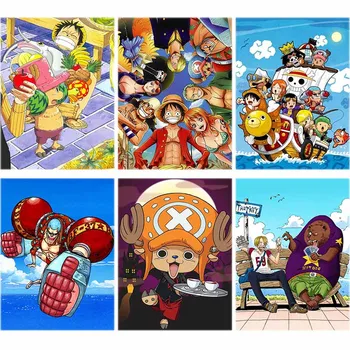 Pictura Rundă Completă de Foraj DIY Japonia Anime Diamant 5D Broderie Cusatura Cruce Imagine One Piece Luffy Arta de Perete Decor Acasă Cadou
