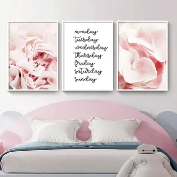 Pinky Trandafir Bujor Dahlia Flori Proaspete Nordic Postere Si Printuri De Arta De Perete Panza Pictura Pe Perete Poza Pentru Living Decor Acasă