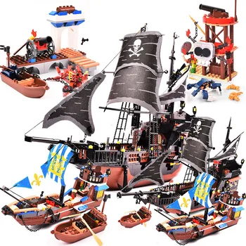 Piratii din Caraibe Perla Neagra Navă Fantomă Modele mari Blocuri de învățământ Cadou de Ziua de nastere pentru copii Brinquedos
