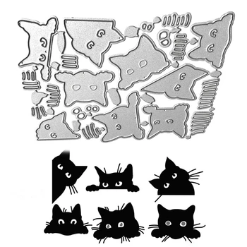 Pisica drăguț Bord Mucegai Relief Stencil DIY Imprimare Oțel Mucegai Albumul Album de Hârtie Carte de Mucegai pentru Luare de Card