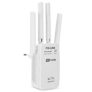PIXLINK AC1200 Repetor WIFI/Router/Punct de Acces Wireless 1200Mbps Range Extender Wi-Fi, Amplificator de Semnal 4 Antene Externe