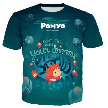 Ponyo on the Cliff Tricouri Barbati/femei 2021 Noua Moda Cool 3D Ponyo on the Cliff Imprimate T-shirt Stil Casual Streetwear Topuri